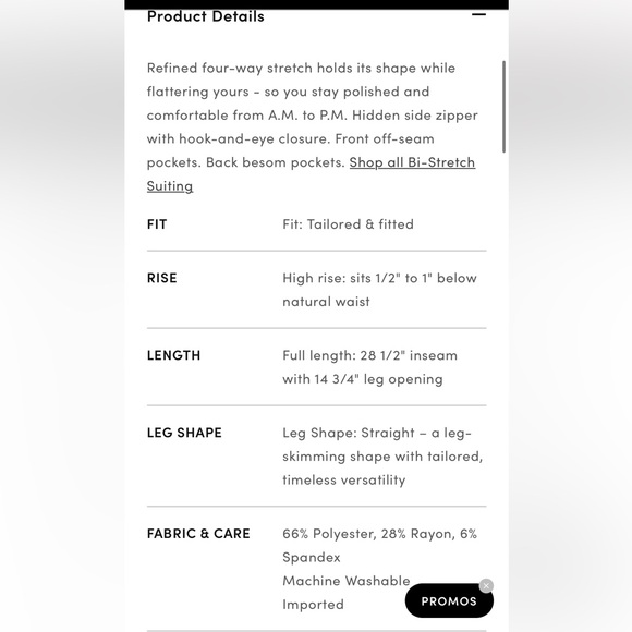 EUC - Ann Taylor The Petite High Rise Side Zip Straight Pant in Bi-Stretch - Picture 4 of 8